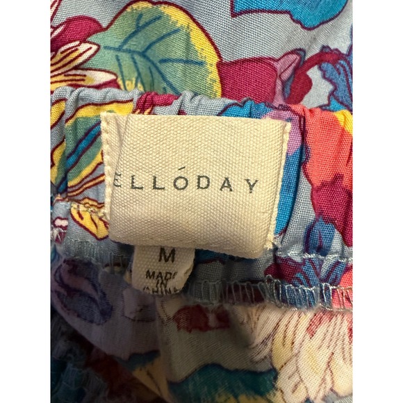 MELLODAY Tiered Maxi Skirt Floral Blue Pink Yellow Flowy Y2K M boho fairy whimsi - Picture 4 of 5